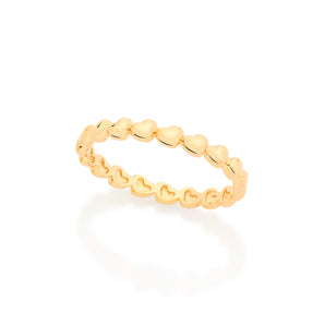 GOLD TINY HEARTS SKINNY RING