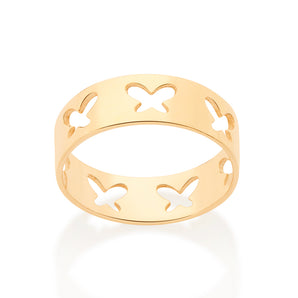 GOLD HOLLOW BUTTERFLY BAND RING