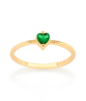 GOLD GREEN HEART SKINNY RING