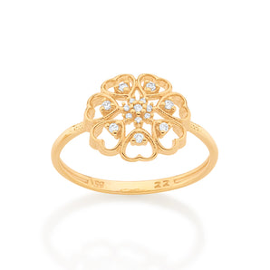 GOLD HEART FLOWER RING