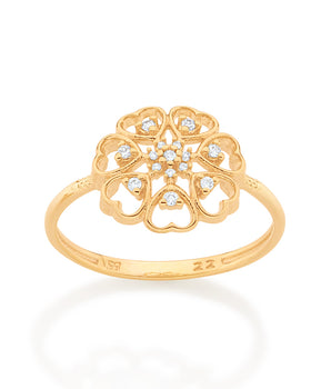 GOLD HEART FLOWER RING