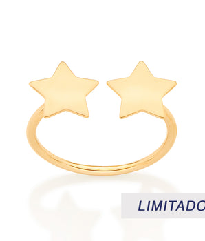 GOLD DOUBLE STAR ADJUSTABLE RING