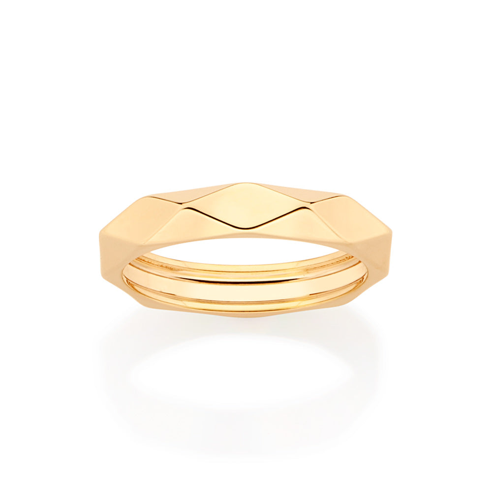 GOLD GEOMETRIC WEDDING BAND – Rommanel