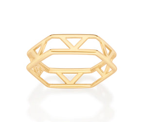 GOLD GEOMETRIC ABSTRACT RING