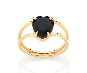 GOLD BLACK HEART RING