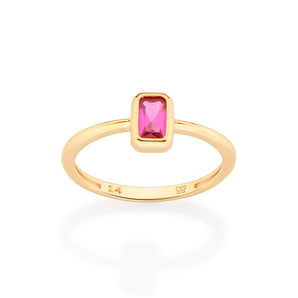 GOLD SMALL PIECE OF LOVE SOLITAIRE RING IN PINK