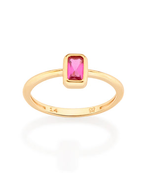 GOLD SMALL PIECE OF LOVE SOLITAIRE RING IN PINK