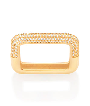 GOLD SQUARE STUDDED RING