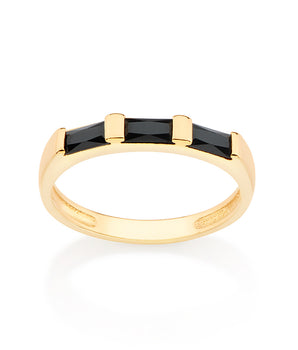 GOLD GLISTENING MORNING RING IN BLACK