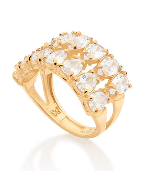 GOLD DOUBLE DROPS MAXI RING