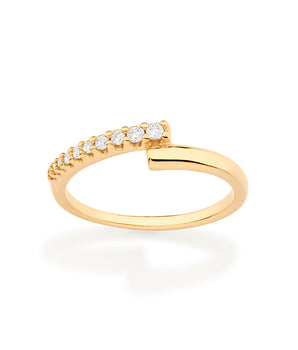 GOLD HALF STUDDED SKINNY RING