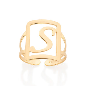 GOLD INITIAL SQUARE MAXI RING