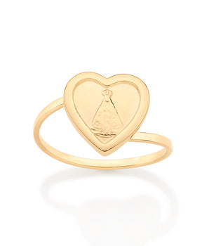 GOLD OUR LADY REVEALED HEART RING