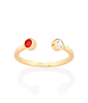 GOLD ADJUSTABLE AWARENESS RING IN RED AND WHITE