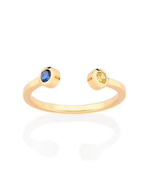 GOLD ADJUSTABLE AWARENESS RING IN BLUE AND YELLOW