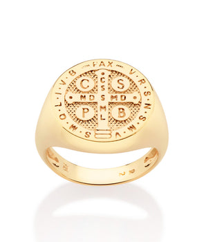 GOLD MEN'S SAINT BENEDICT MAXI RING