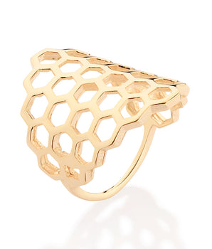 GOLD HONEY COMB MAXI RING