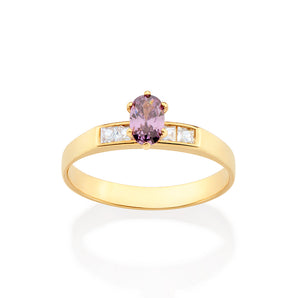 GOLD HOLIDAY SURPRISE SOLITAIRE RING IN PURPLE