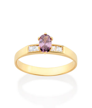 GOLD HOLIDAY SURPRISE SOLITAIRE RING IN PURPLE