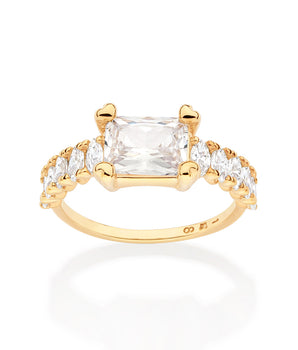 GOLD WHITE CHRISTMAS SOLITAIRE RING