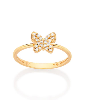 GOLD STUDDED BUTTERFLY SKINNY RING