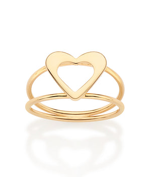 GOLD MODERN HOLLOW HEART RING