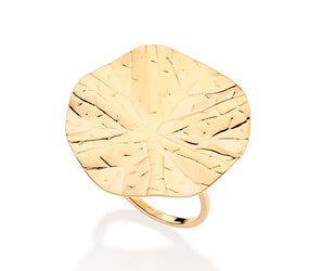 GOLD LEAF TEXTURED CIRCLE MAXI RING