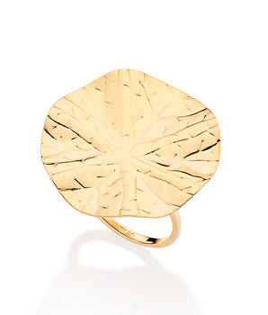 GOLD LEAF TEXTURED CIRCLE MAXI RING