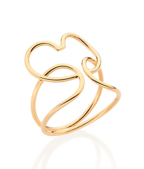 GOLD ABSTRACT HEART RING
