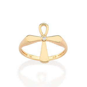 GOLD CROSS SKINNY RING