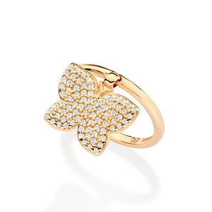 GOLD FULLY STUDDED HANGING BUTTERFLY RING