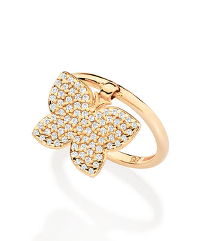 GOLD FULLY STUDDED HANGING BUTTERFLY RING