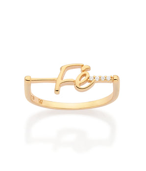 GOLD FÉ (FAITH) STUDDED SKINNY RING