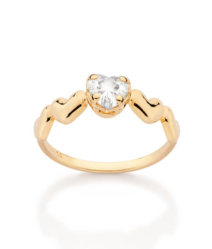 GOLD STUDDED MULTIPLE HEARTS SKINNY RING
