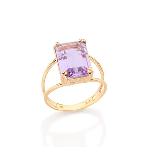 GOLD PURPLE GLOW SOLITAIRE RING