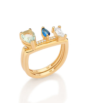 GOLD BLUE DREAM RING SET