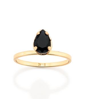 GOLD DROP OF TIME SOLITAIRE RING IN BLACK