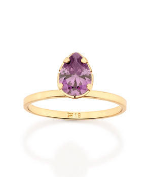 GOLD DROP OF TIME SOLITAIRE RING IN PURPLE