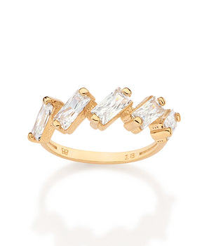 GOLD TIMELINE SKINNY RING IN WHITE