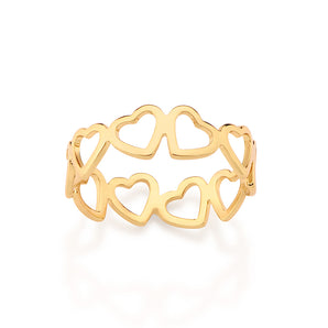 GOLD HEARTS OF MEMORY RING