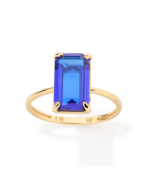 GOLD COLORED GLASS SOLITAIRE RING