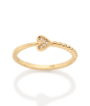 GOLD LOVE STORY BEADED HEART SKINNY RING