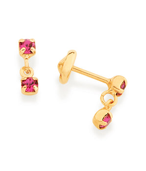 GOLD KID'S SQUARE DANGLY EARRINGS IN WHITE