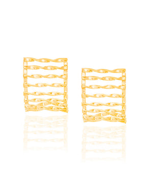 TWISTED RECTANGULAR EARRINGS GOLD PLATED