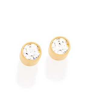 GOLD PLATED SOLITAIRE EARRINGS WITH CRYSTALS
