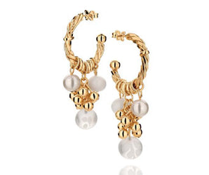 GOLD EARRING WITH PEARL AND STONE