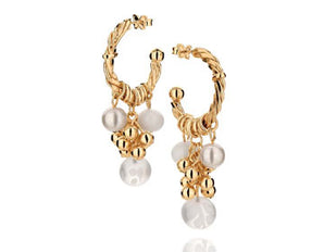 GOLD EARRING WITH PEARL AND STONE