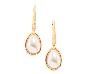GOLD EARRING WITH PEARL AND CRYSTAL