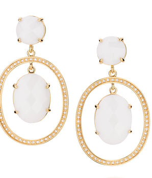 GOLD EARRING WITH ZIRCONIA AND STONE