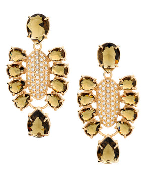 GOLD EARRING WITH CRYSTAL AND ZIRCONIA